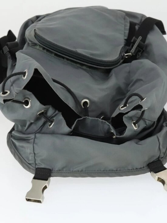 PRADA Backpack Nylon Gray Silver Auth BA10134 main image 4